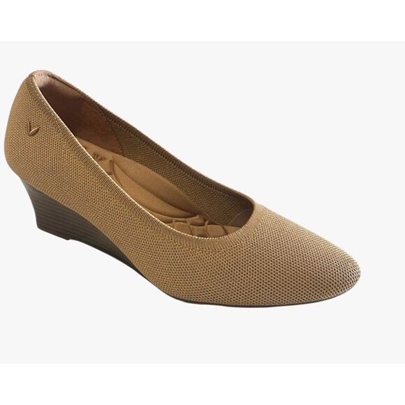 Vivaia Tamia Wedge Pro Tan Heel Almond Toe Diamond Padded Comfort EU 40 / US 9 - Picture 1 of 13